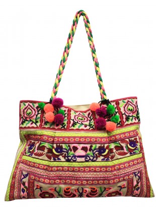 Embroidered floral shoulder bag
